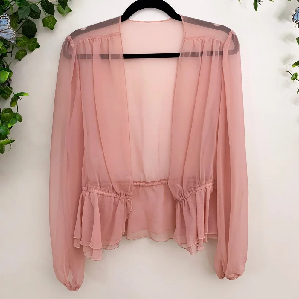 Vintage 70's Pink Maxi Dress Sheer Jacket 2‎ piece set
